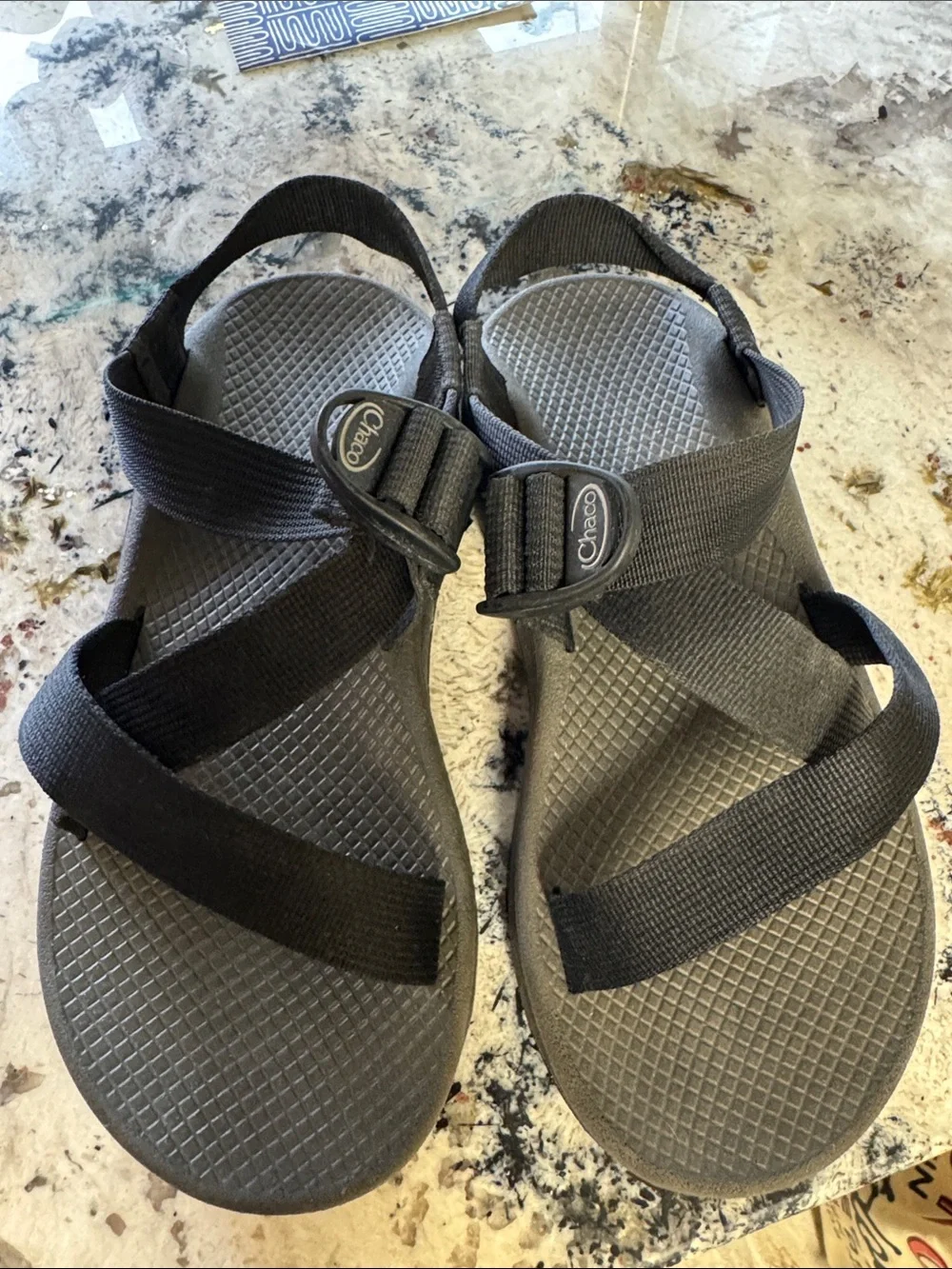 Chaco Z/1 Classic Black and Gray Adjustable Strap Sandals Mens 8